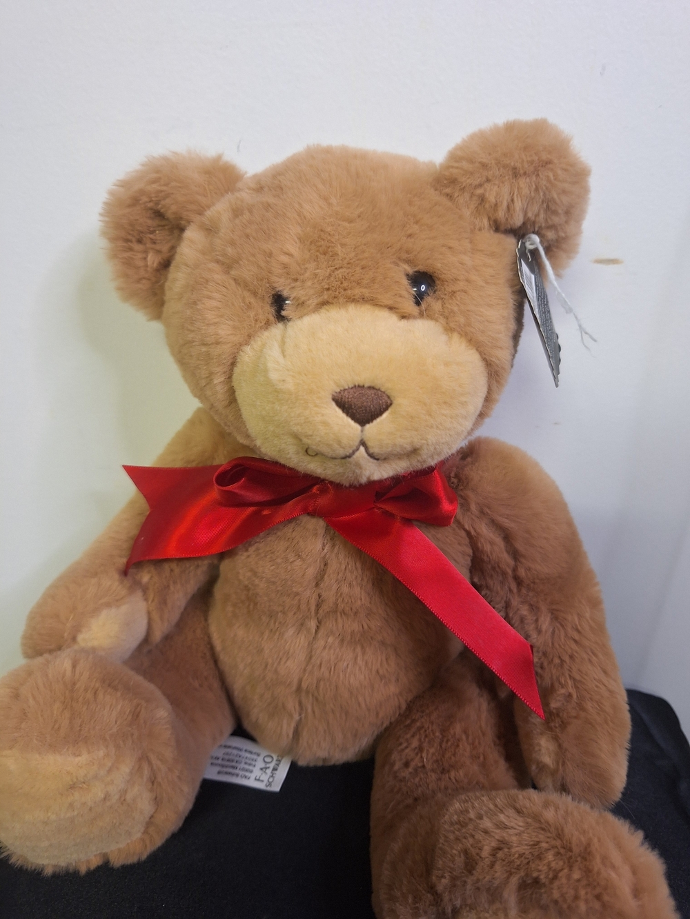 FAO Schwarz Brown Teddy Bear with Red Bow